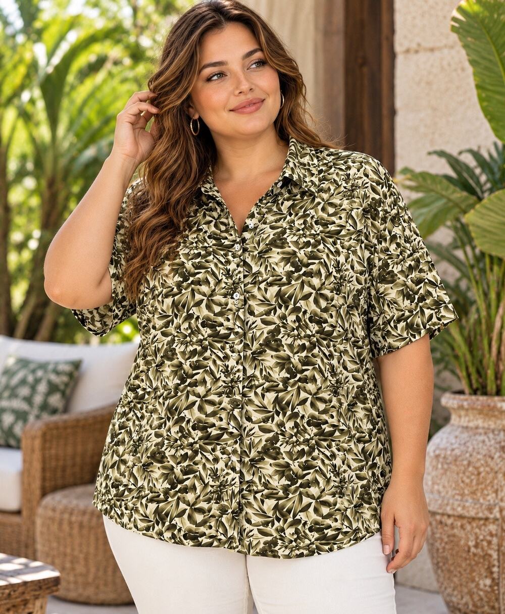 Elisabeth Petite Liz Claiborne Women 22P Floral Button Shirt 100% Silk Blouse
